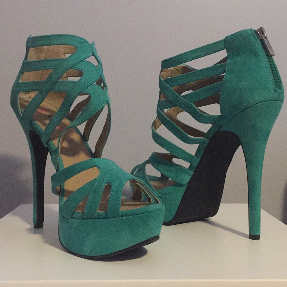 Teal high heels